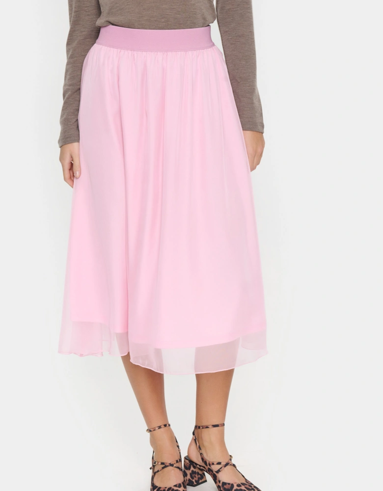 Coral Chiffon Midi Skirt-