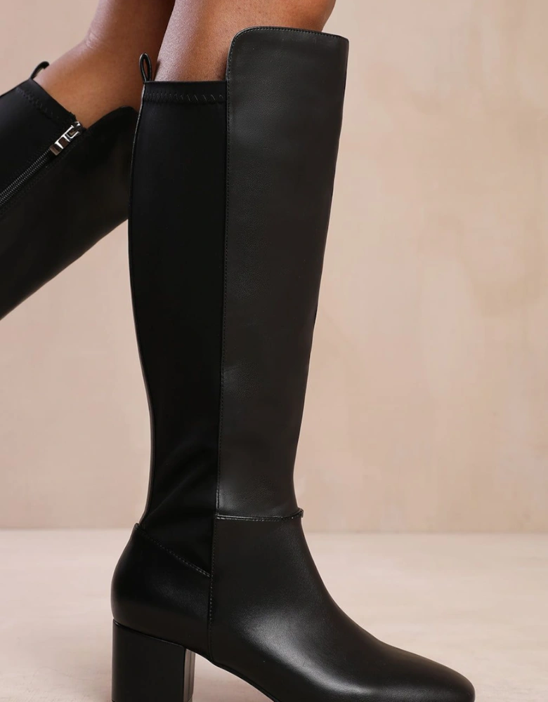 'Cherish' Block Heel Knee High Boots With Side Zip