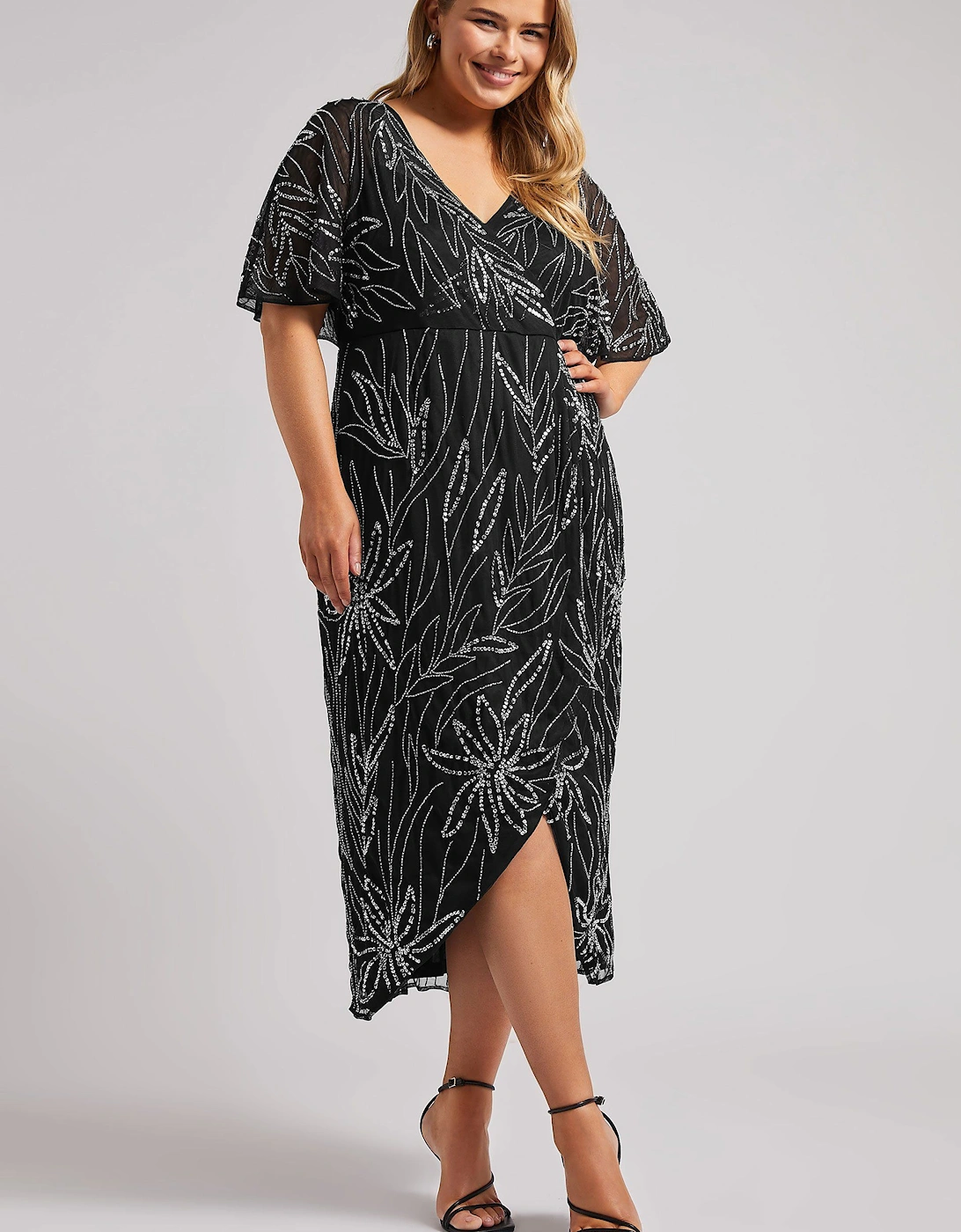 Embellished Wrap Midi Dress, 2 of 1