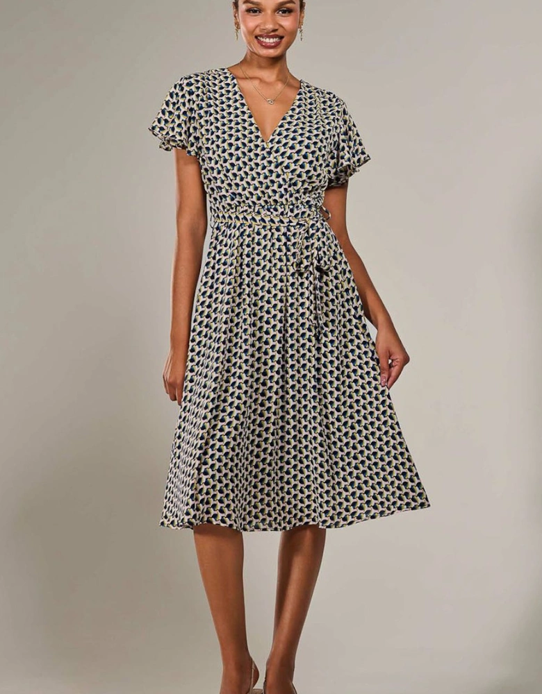 Short Sleeve Side Tie Midi Dress