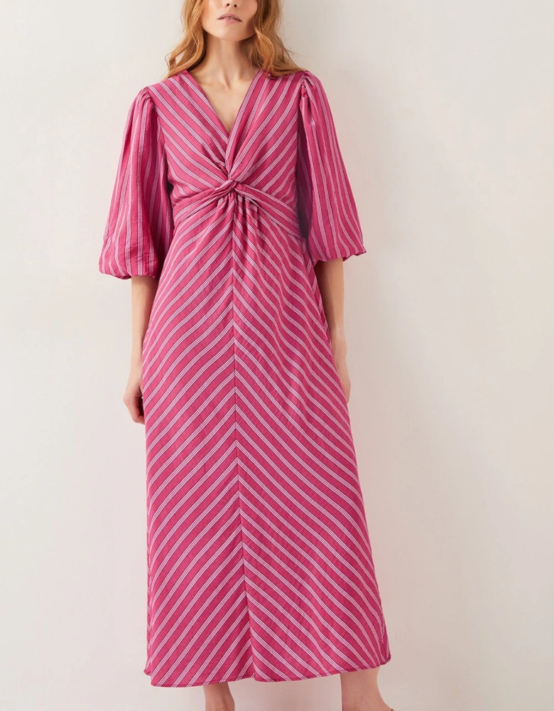 Stella Stripe Twist-Front Maxi Dress Pink