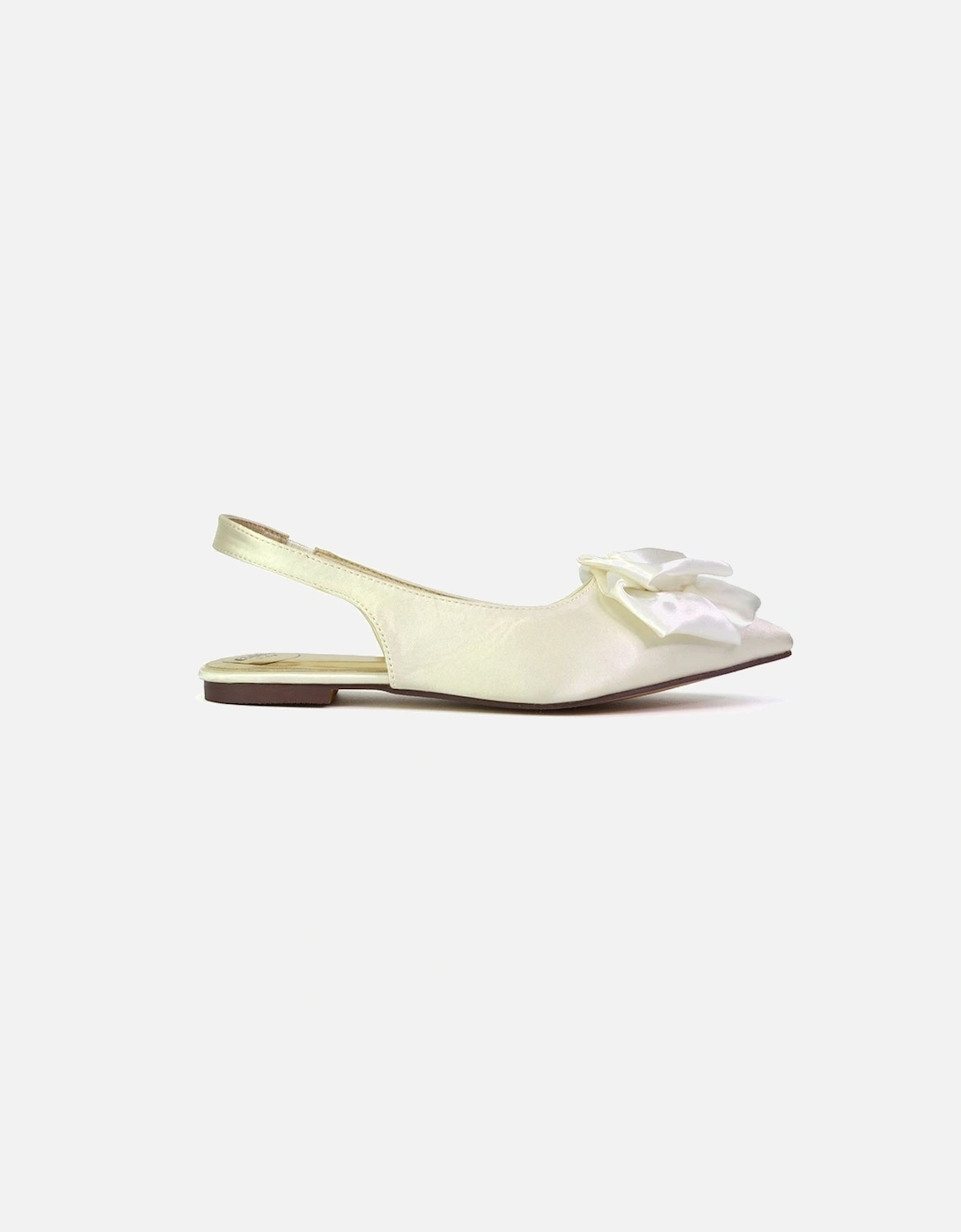 'Zooey' Rose Pointed Toe Sling Back Flat Ballerina Pump Shoes, 2 of 1