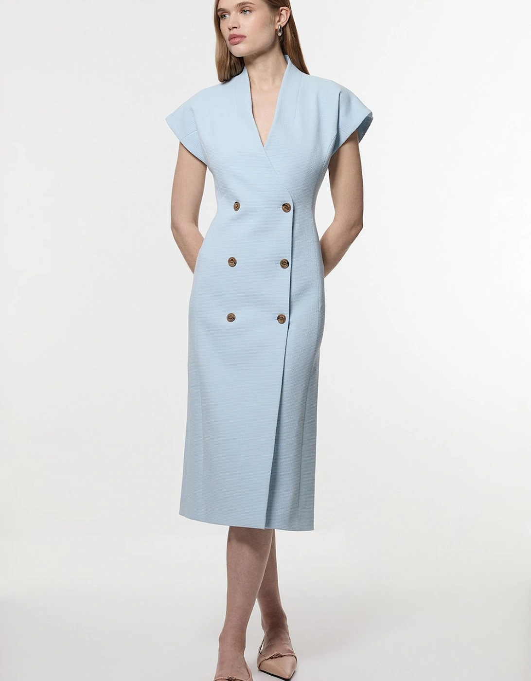 Tailored Textured Double Breasted Midi Dress, 2 of 1