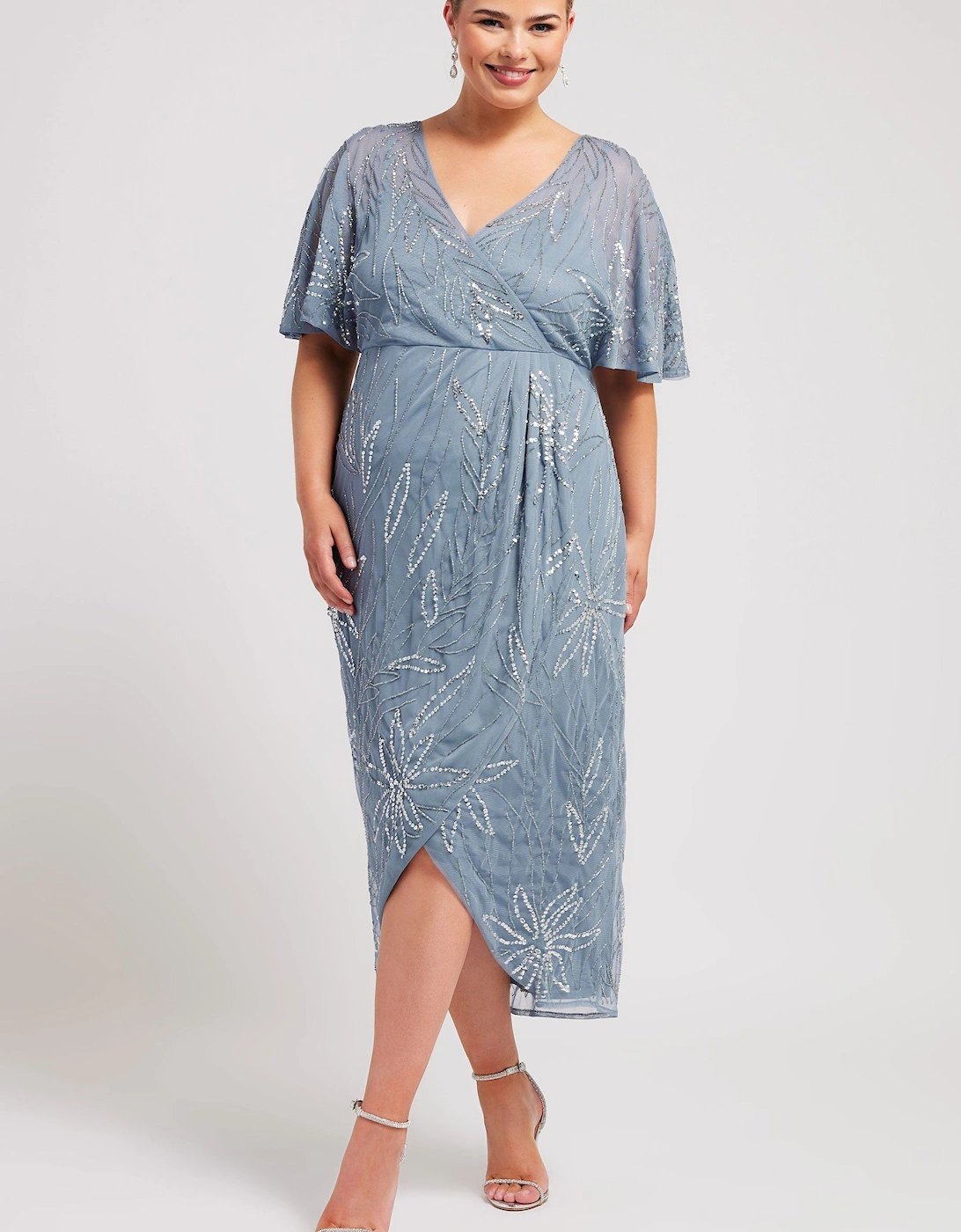 Embellished Wrap Midi Dress, 2 of 1