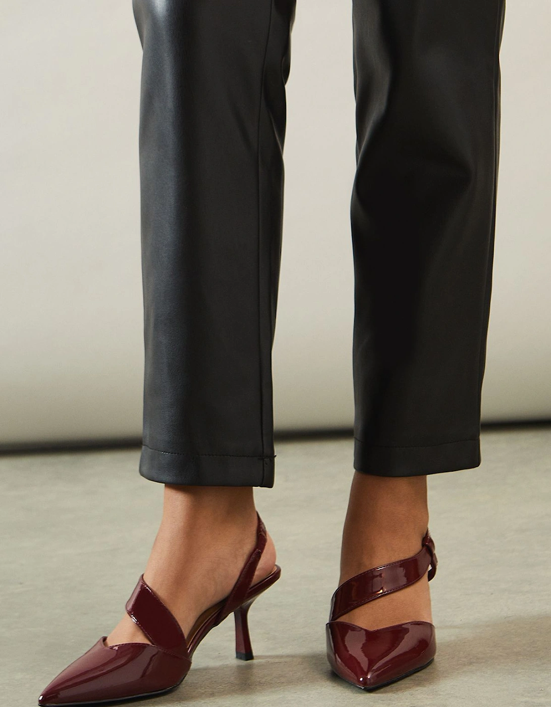Evelyn Asymmetric Slingback Kitten Heel Court Shoes, 2 of 1