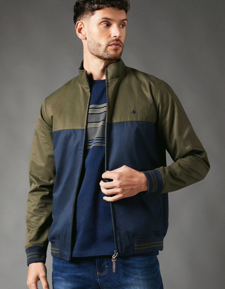 Khaki Two Tone Zip Through Jacket