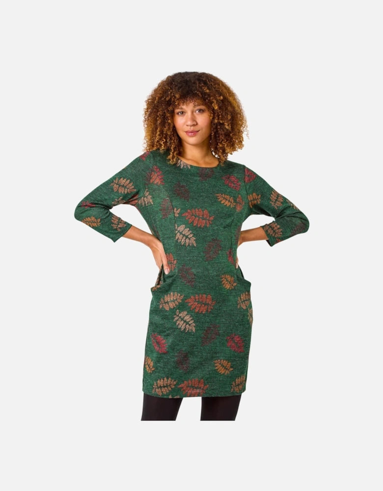 Floral Print Pocket Shift Stretch Dress