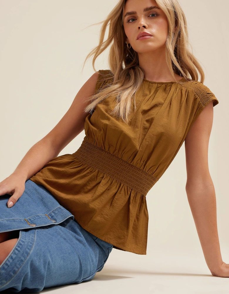 Petite Shirred Waist Top