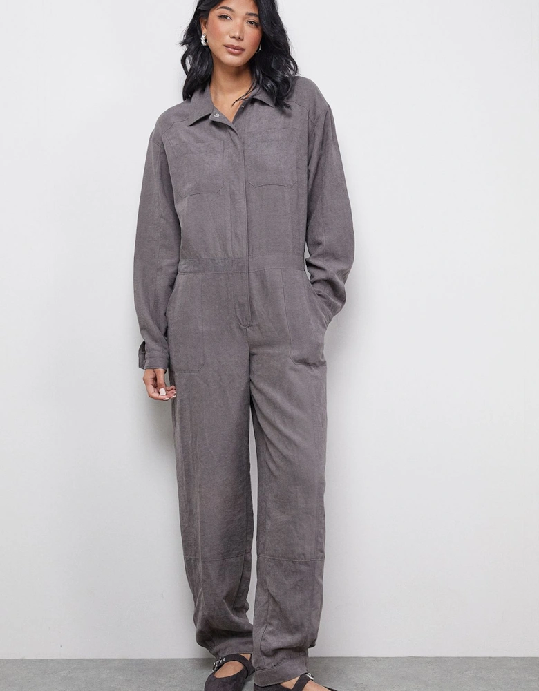 Peach Satin Utility Boilersuit Jumpsuit