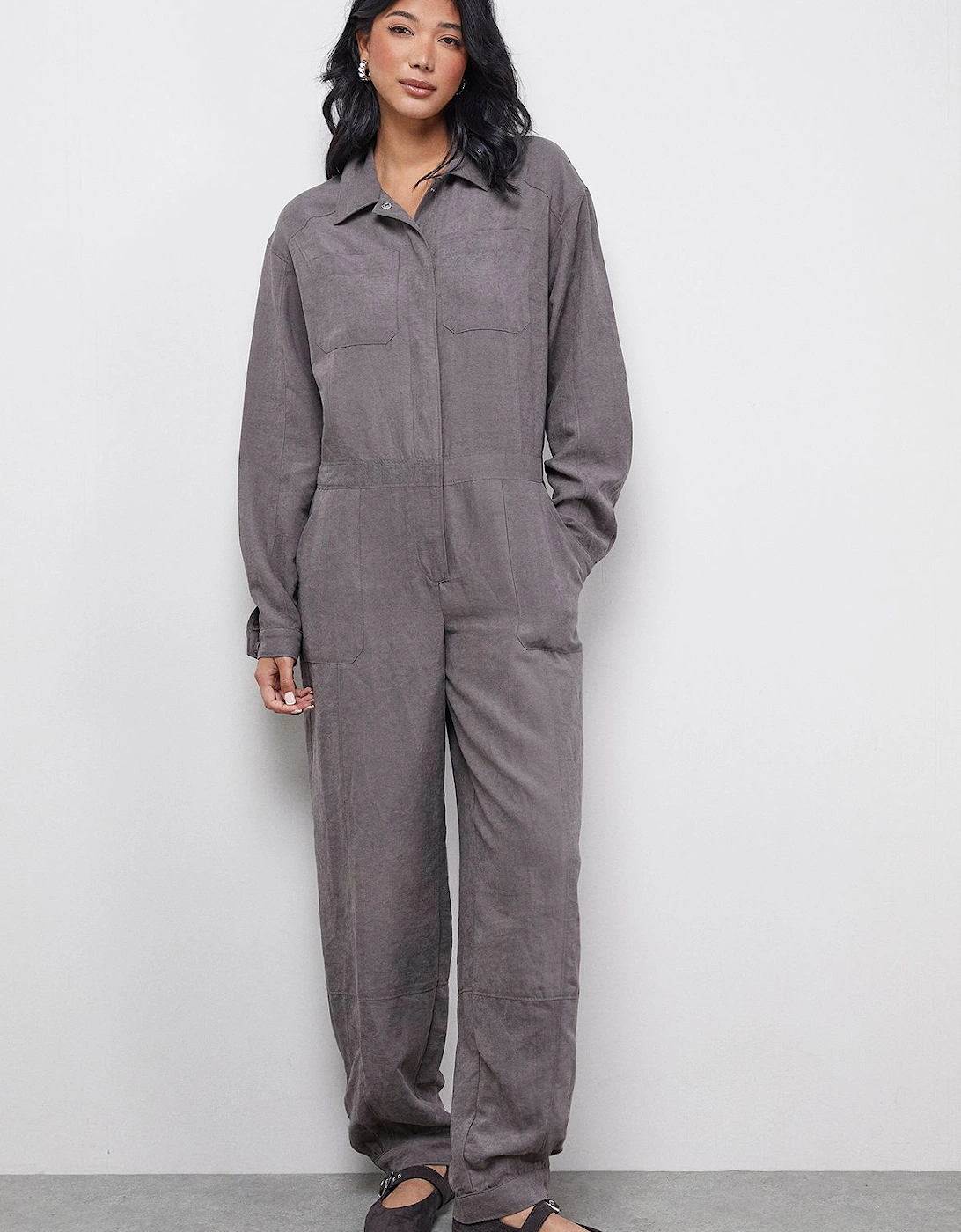 Peach Satin Utility Boilersuit Jumpsuit, 2 of 1