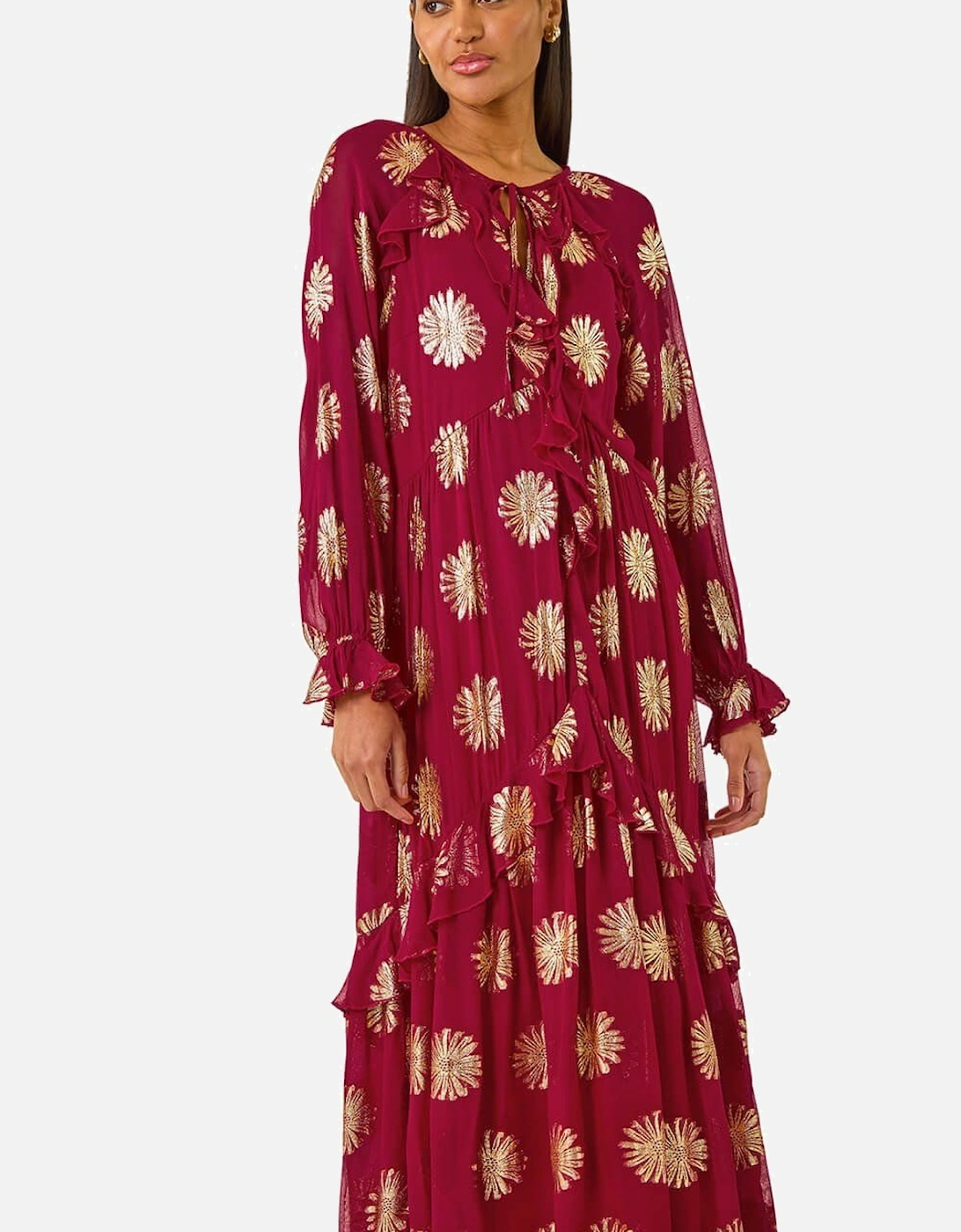 Frill Brocade Midi Dress, 2 of 1