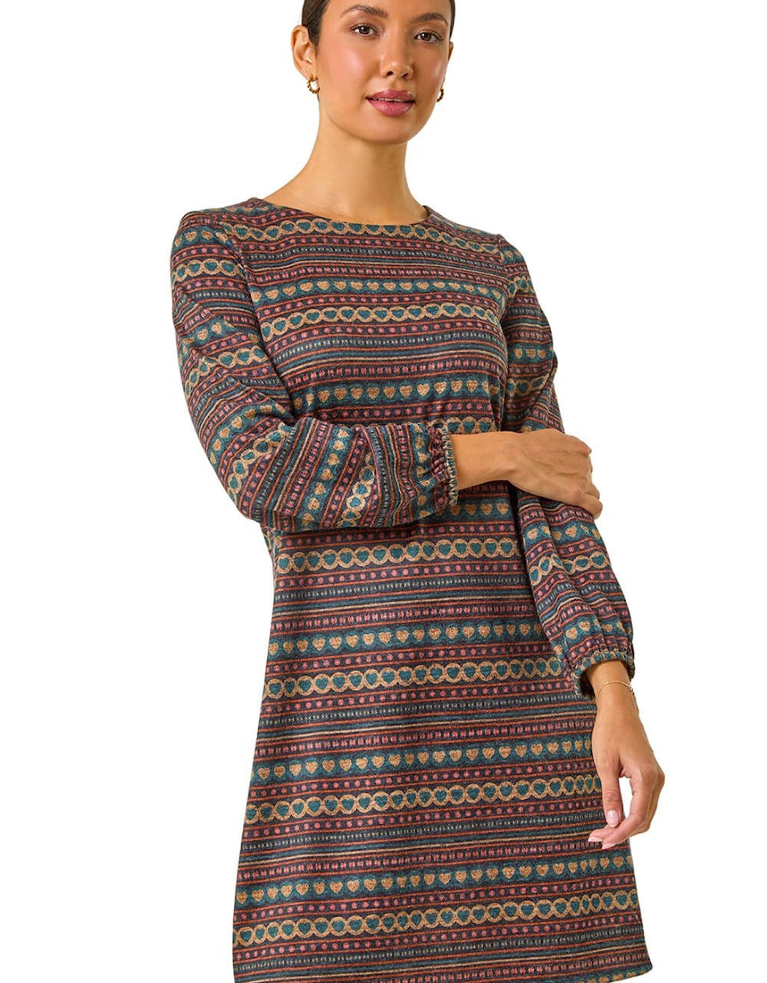 Heart Print Swing Stretch Dress, 2 of 1