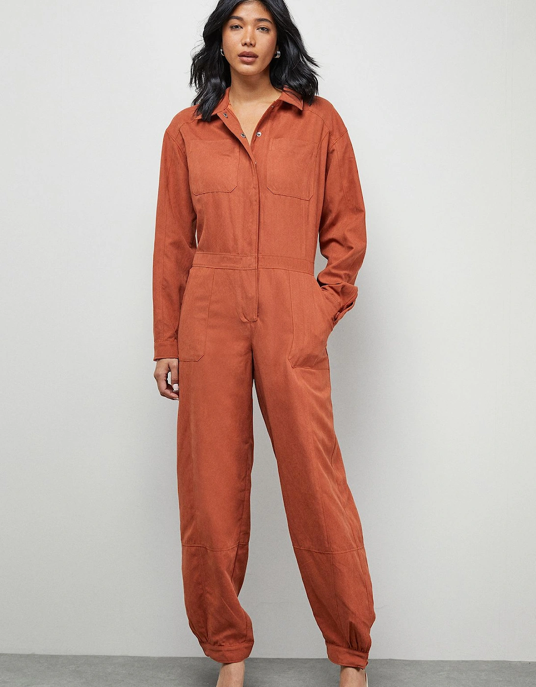 Peach Satin Utility Boilersuit Jumpsuit, 2 of 1
