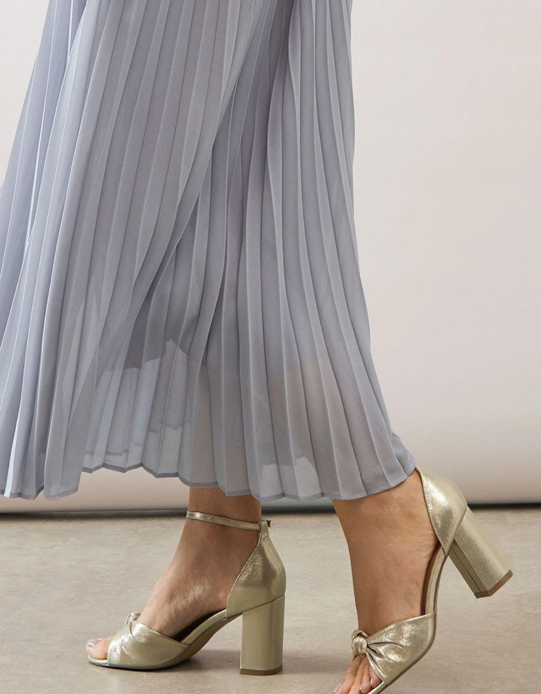 Wide Fit Carmen Satin Knot Front High Block Heel Sandals