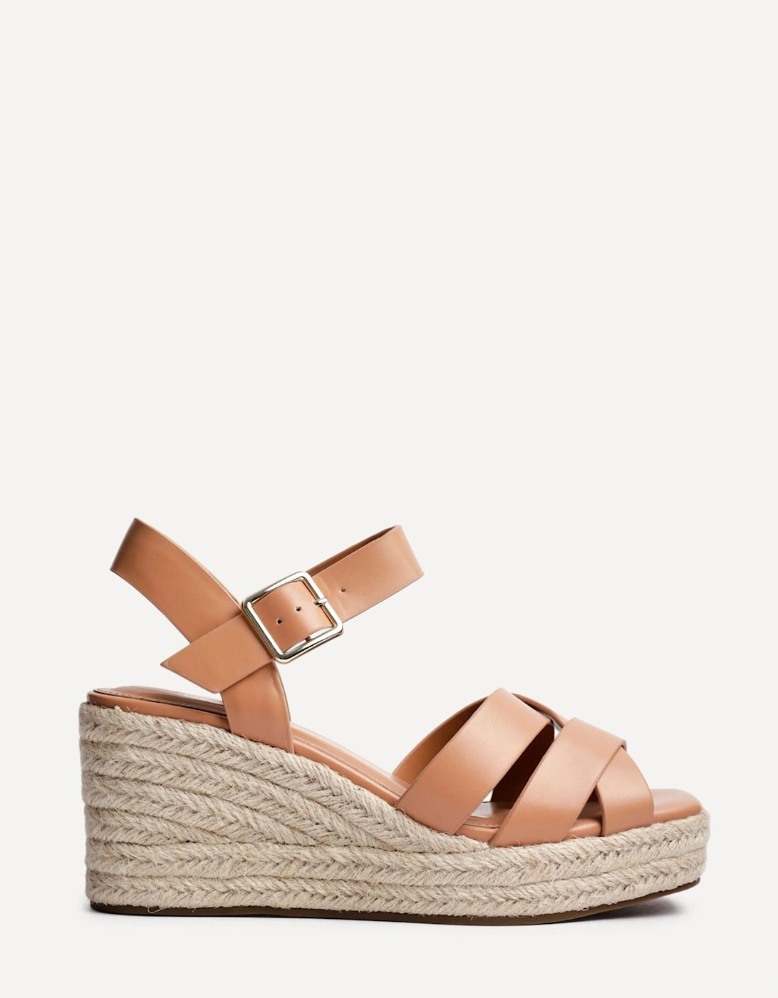 Sheena Tan Faux Leather Crossover Espadrille Platform Wedge, 2 of 1