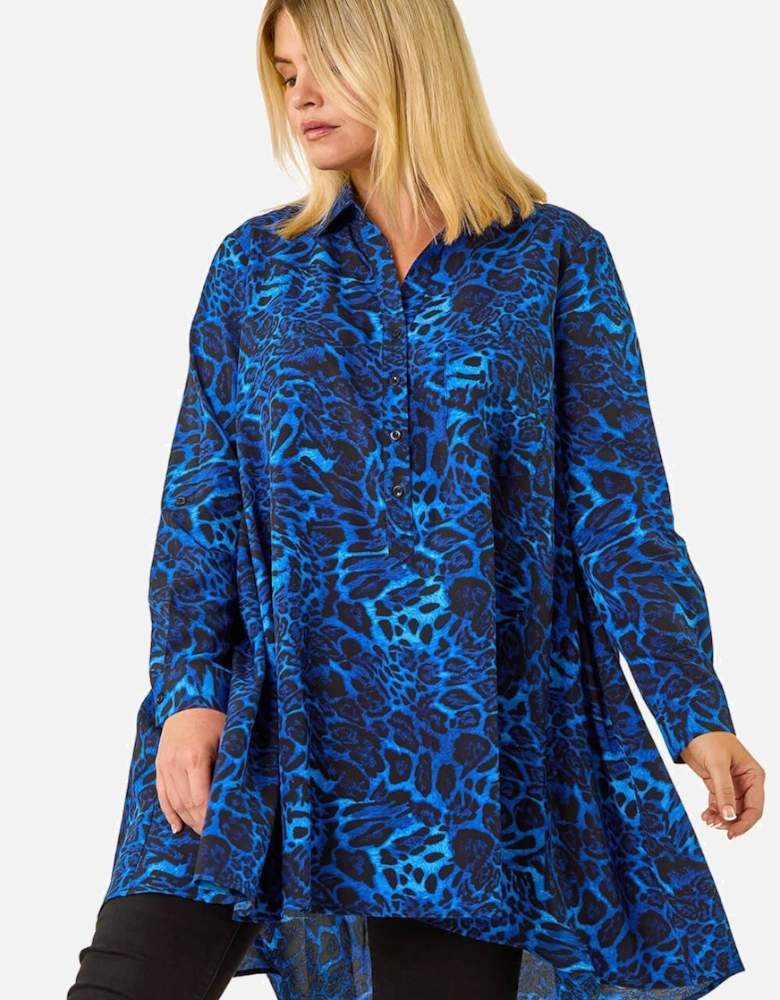 Animal Print Longline Tunic Shirt