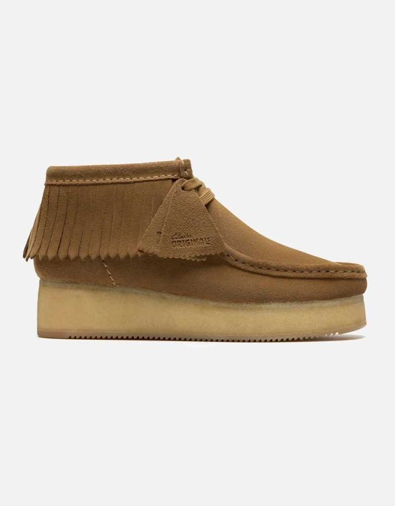 Wallabee Wedge Fringe Light Tan Suede Lace Up,Wallabee,Ankle Boots