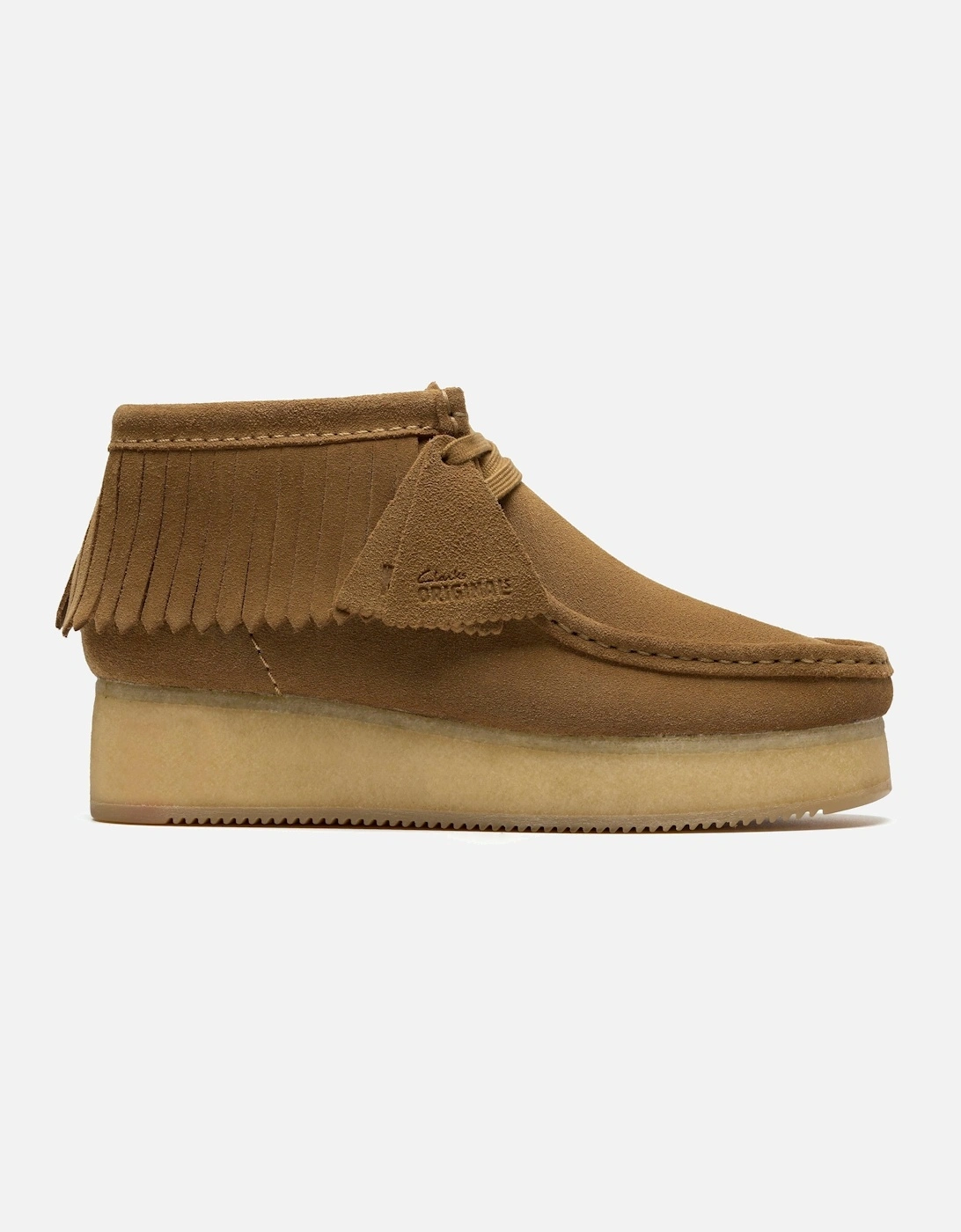 Wallabee Wedge Fringe Light Tan Suede Lace Up,Wallabee,Ankle Boots, 2 of 1