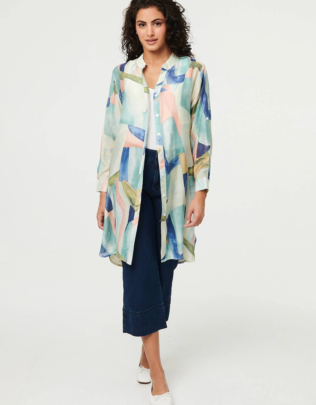 Abstract 3/4 Sleeve Short Shirt Dress, 2 of 1