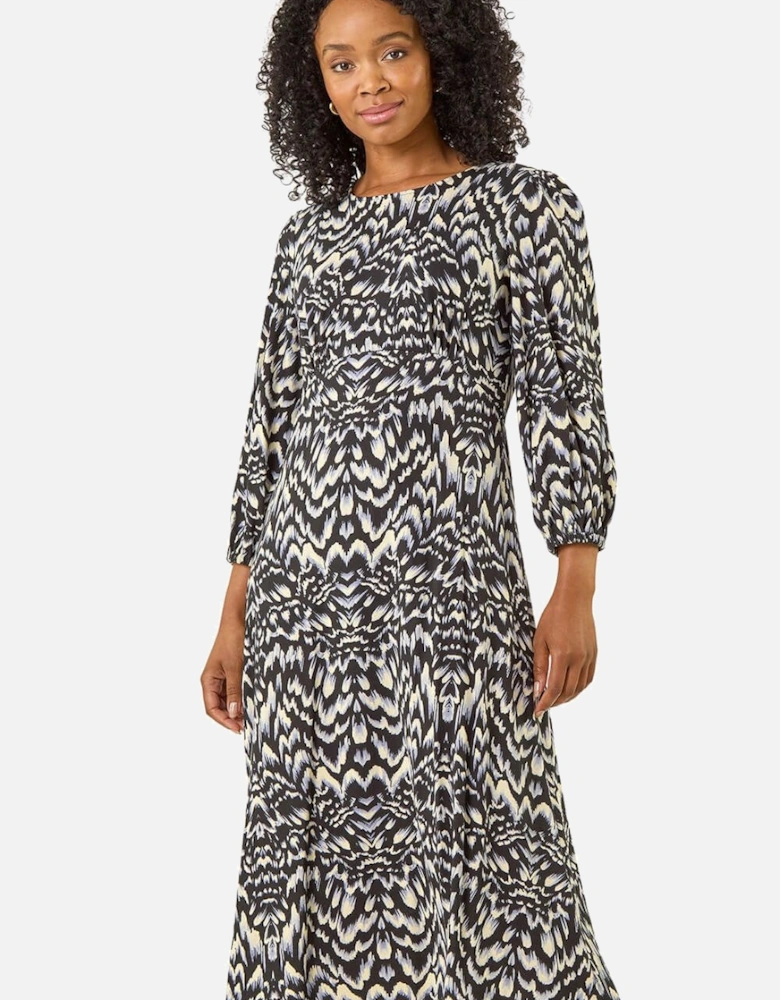 Petite Abstract Stretch Midi Dress