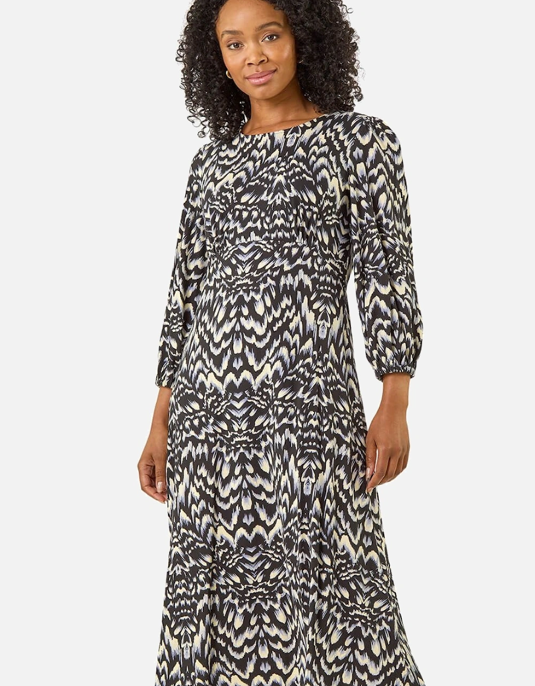 Petite Abstract Stretch Midi Dress, 2 of 1