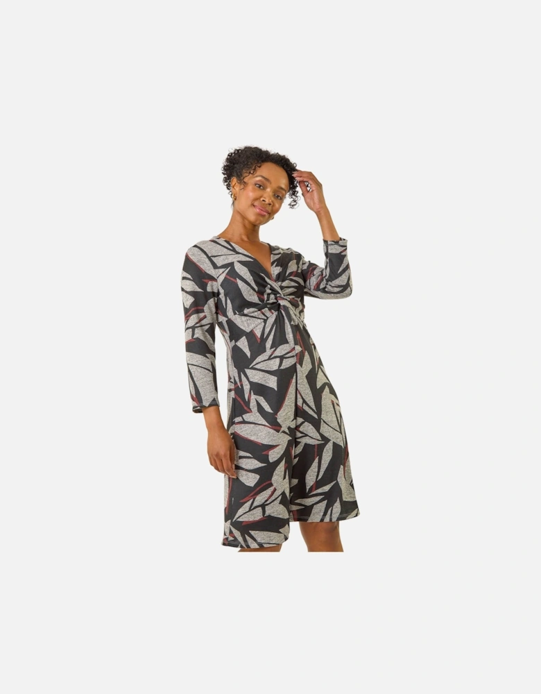 Petite Floral Print Twist Front Dress
