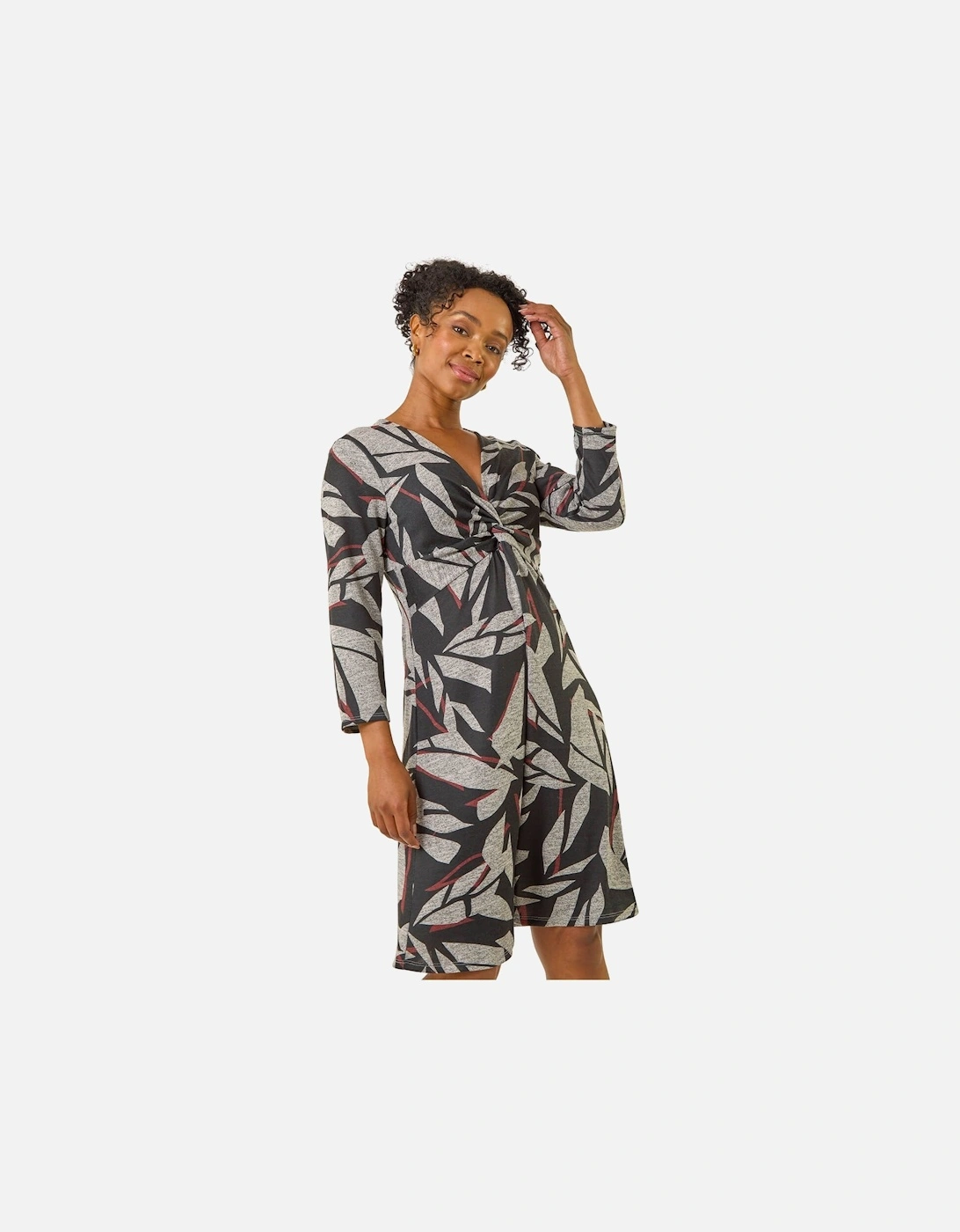 Petite Floral Print Twist Front Dress, 2 of 1