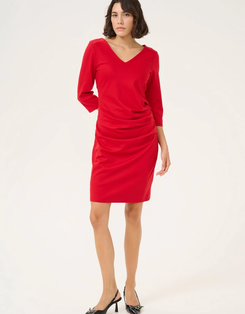 Kaindia Cocktail Dress 3/4 Sleeve V-Neck Plain