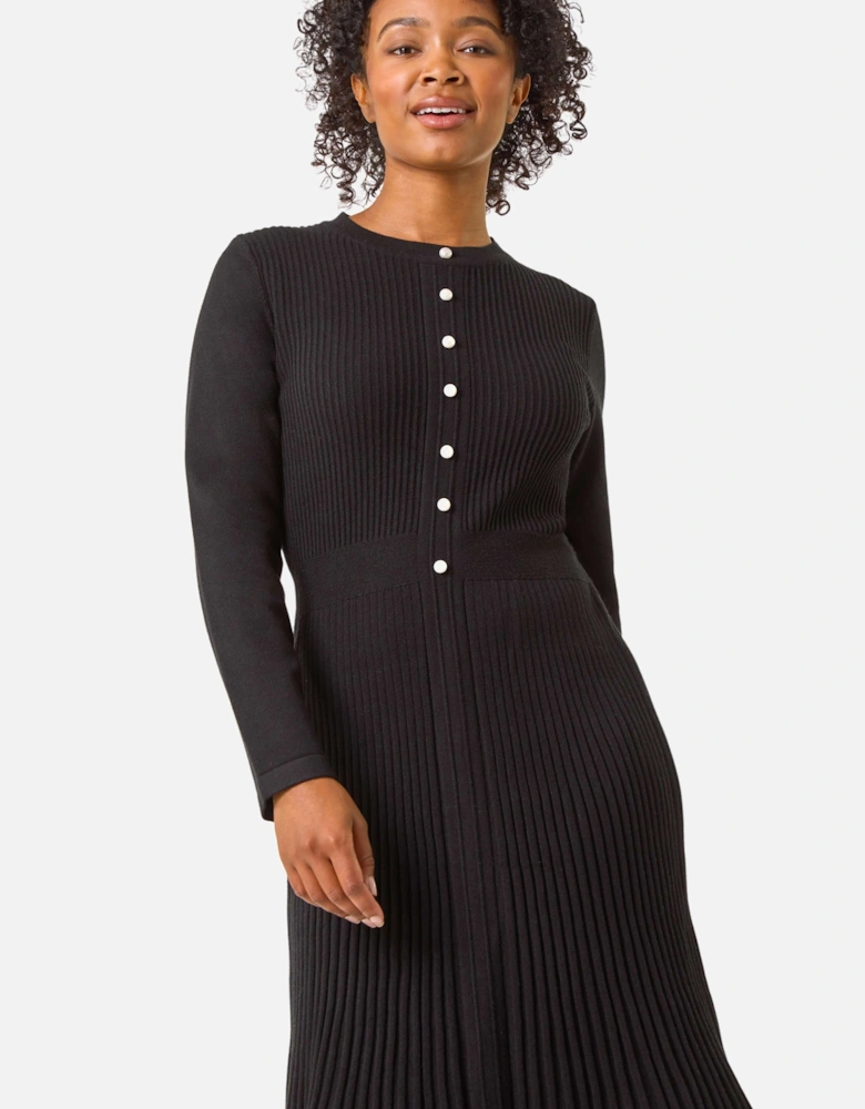 Petite Pearl Button Knitted Dress