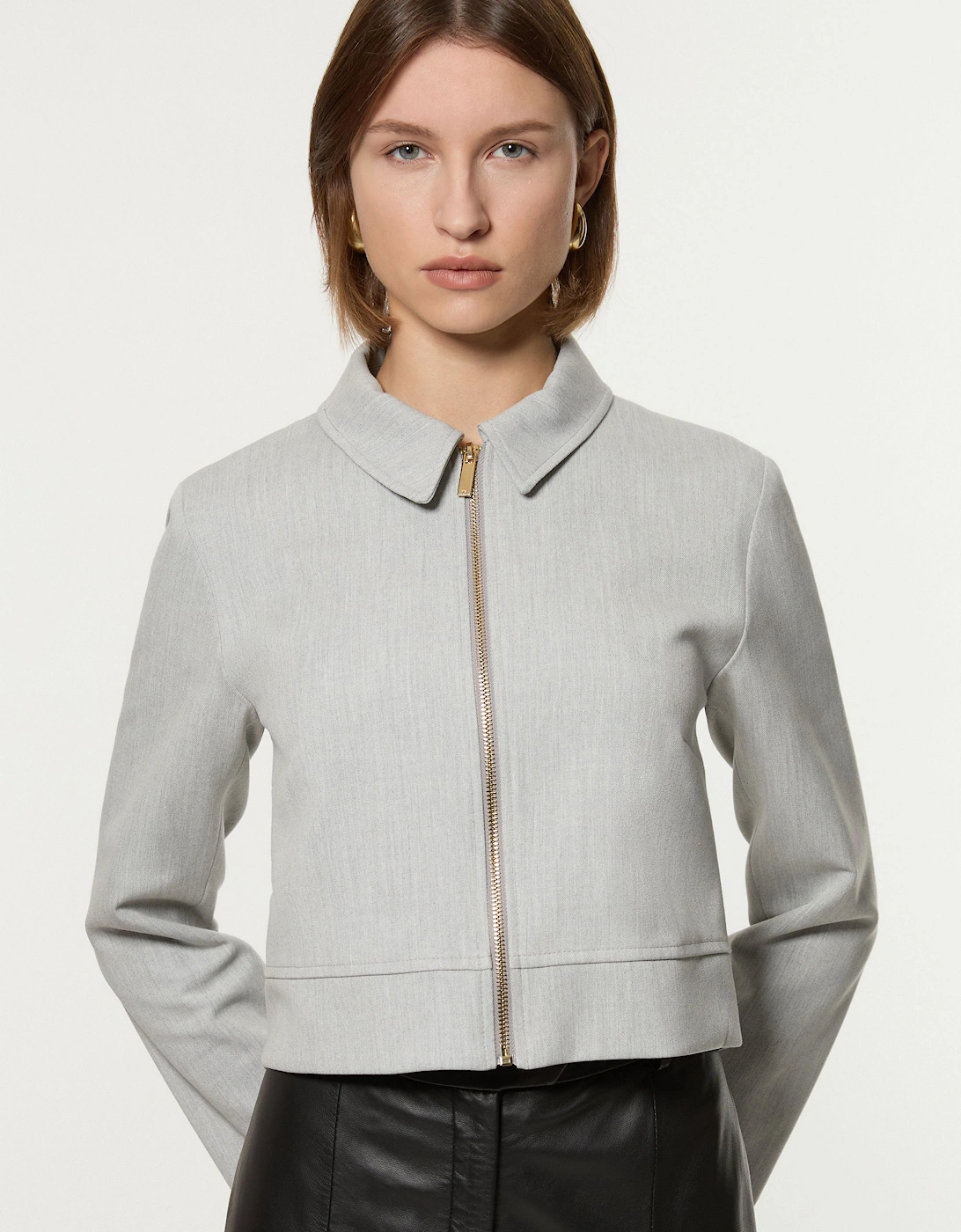 Petite Technical Crepe Tailored Metal Zip Detail Jacket, 2 of 1