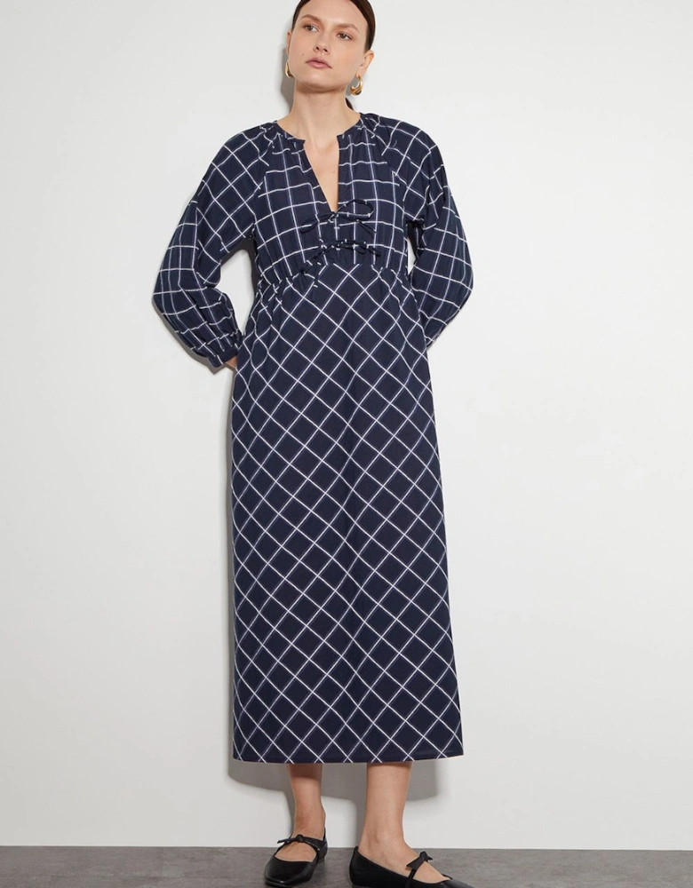 Frankie Tie Front Check Print Maxi Dress