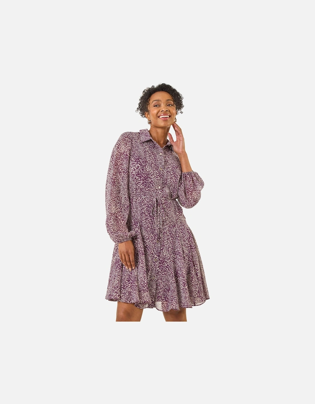 Petite Abstract Spot Godet Dress, 2 of 1