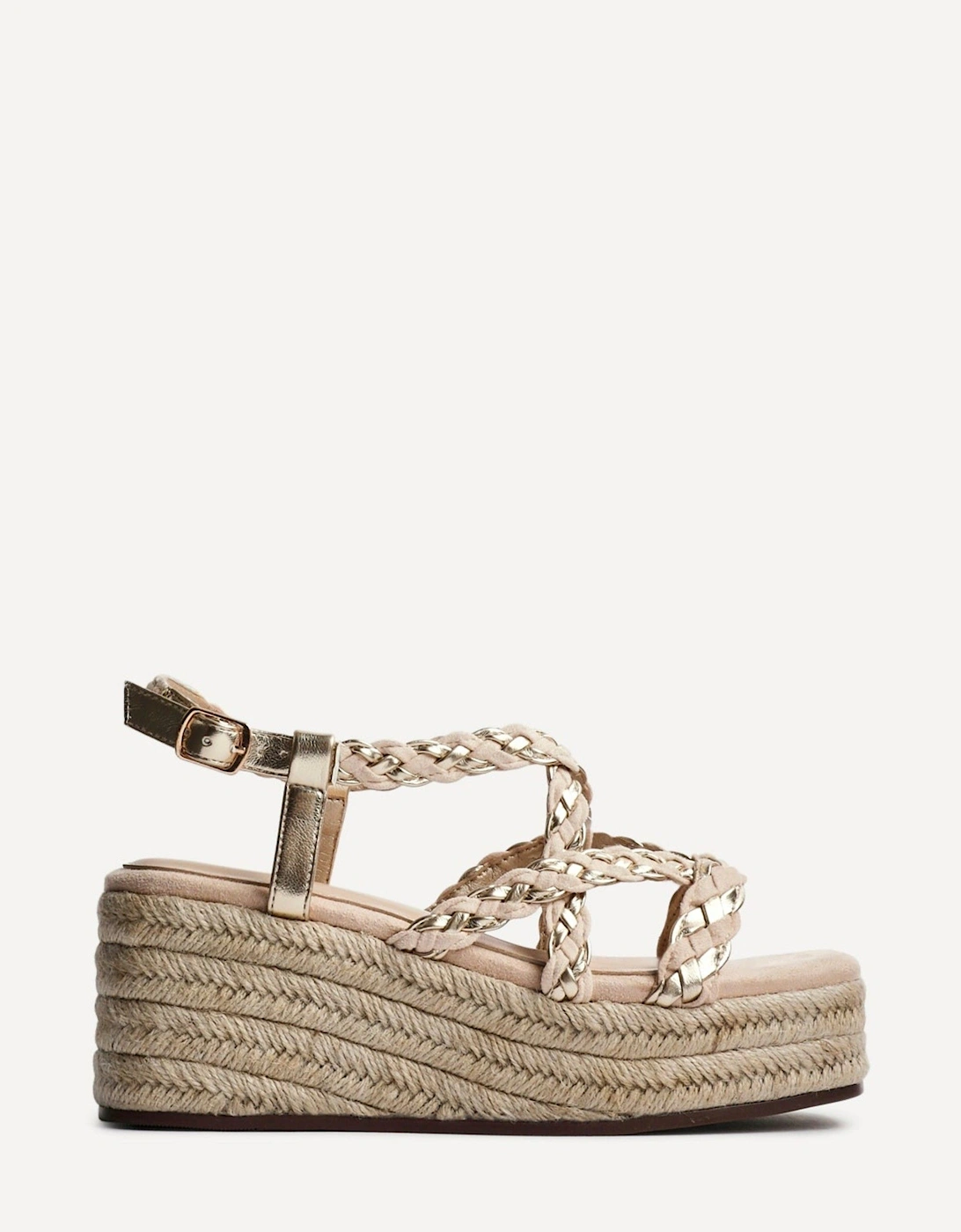 Mimosa Nude Faux Suede Plaited Flatform Wedge, 2 of 1
