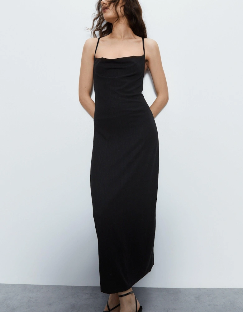 Ribbed Cowl Neck Midaxi Cami Dress
