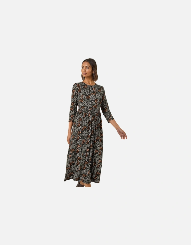 Ditsy Floral Gathered Midi Dress