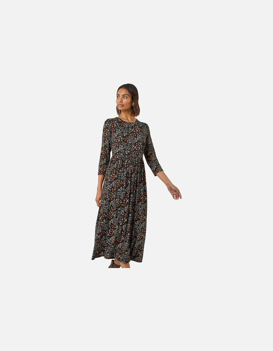 Ditsy Floral Gathered Midi Dress, 2 of 1