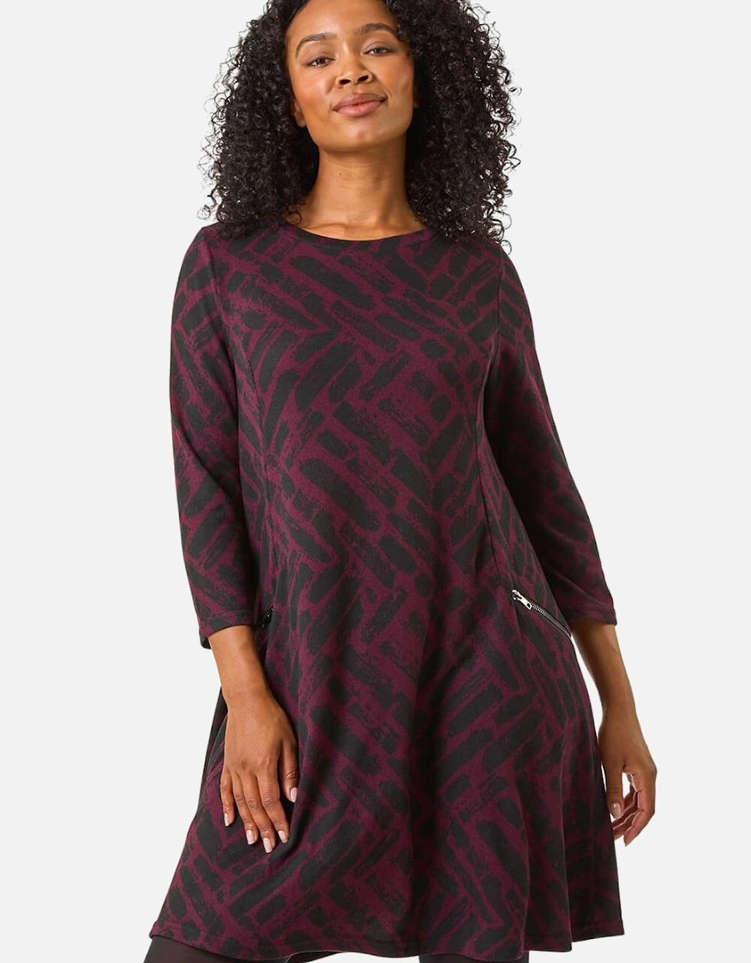 Petite Zip Detail Abstract Dress, 2 of 1