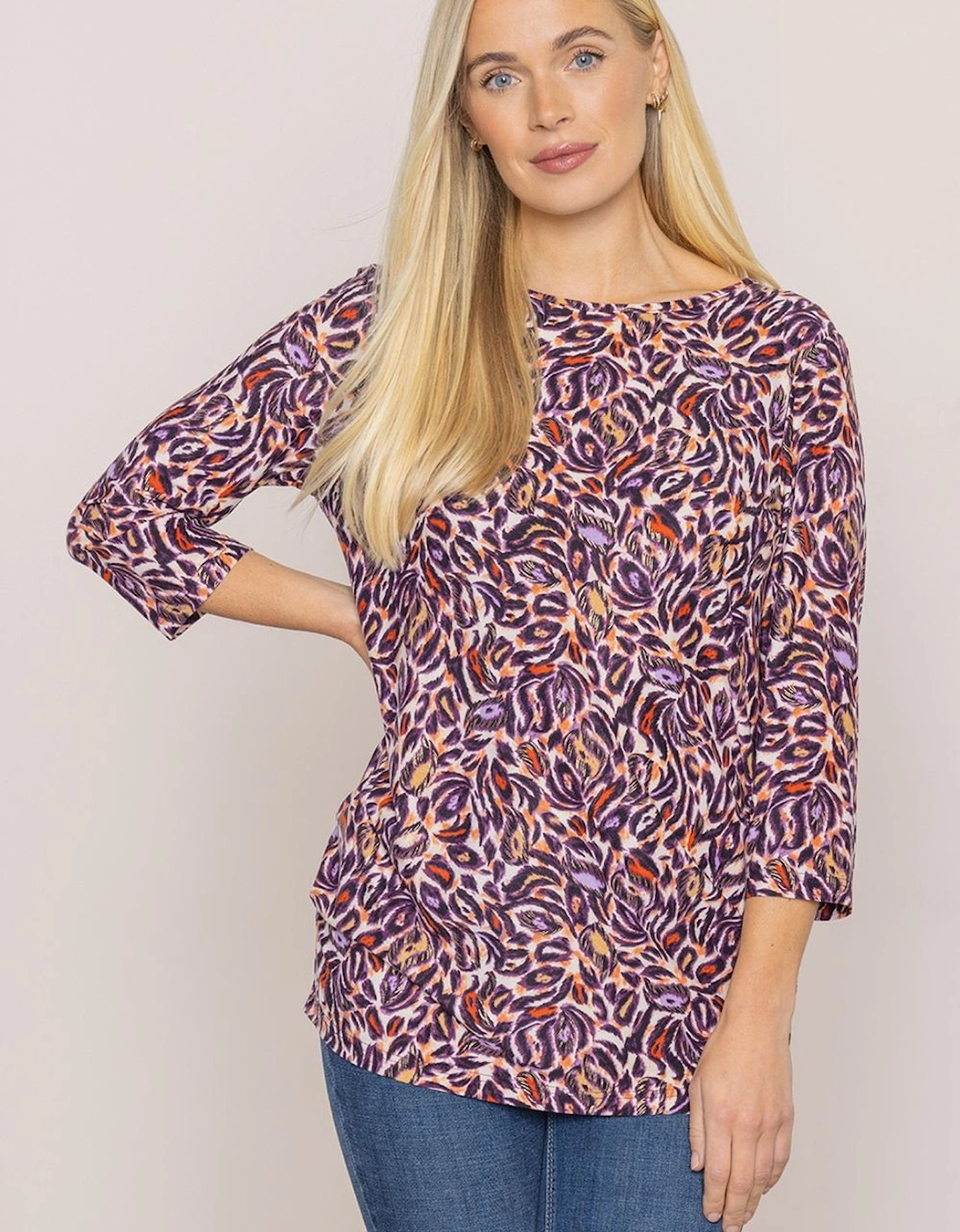 Foil Printed Ruched Tunic Top, 2 of 1