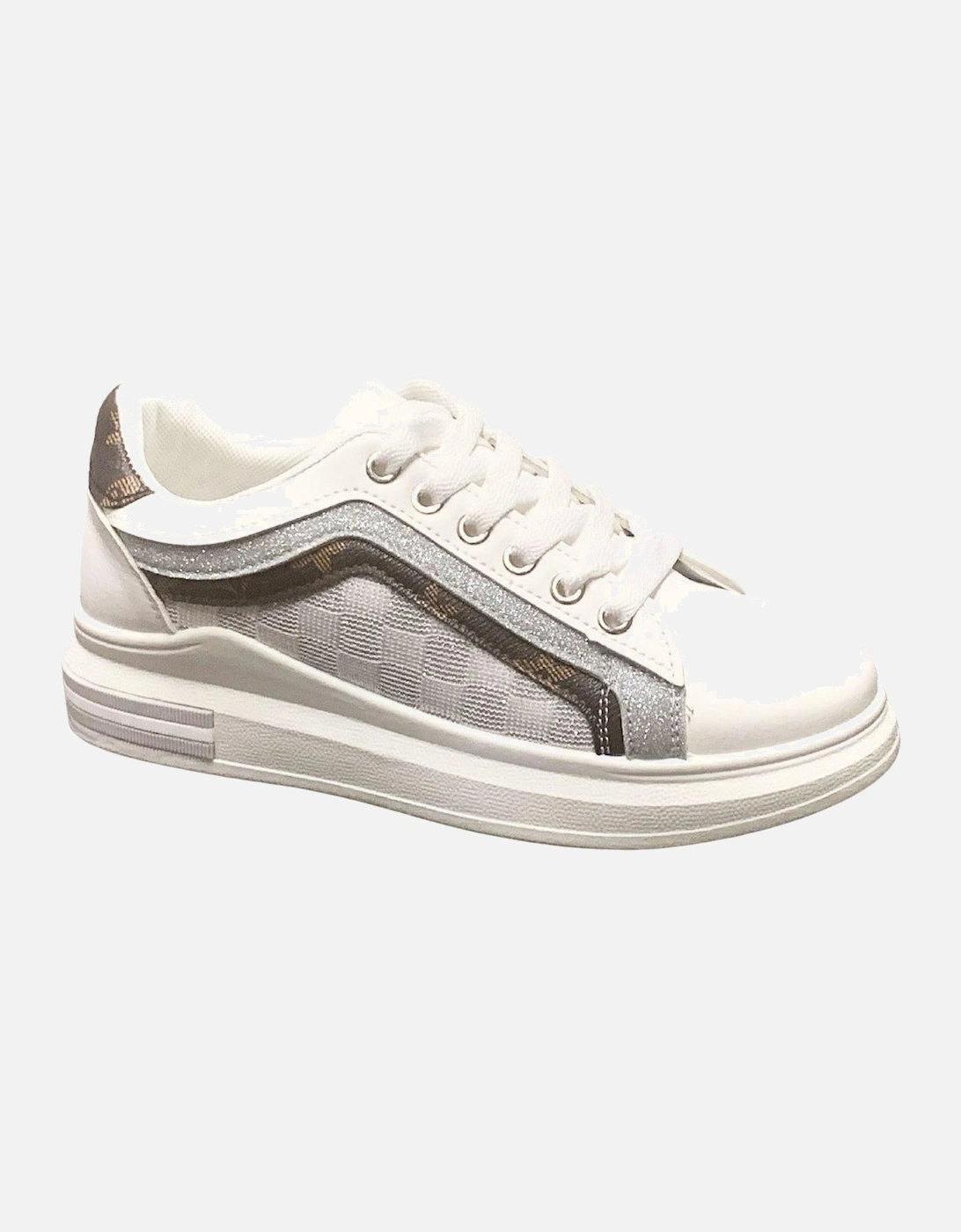Fashion Glitter with Print Pattern Lace-Up Chunky Wedges Trainers, 2 of 1