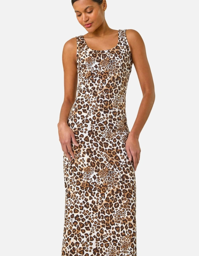 Animal Print Strappy Midi Dress