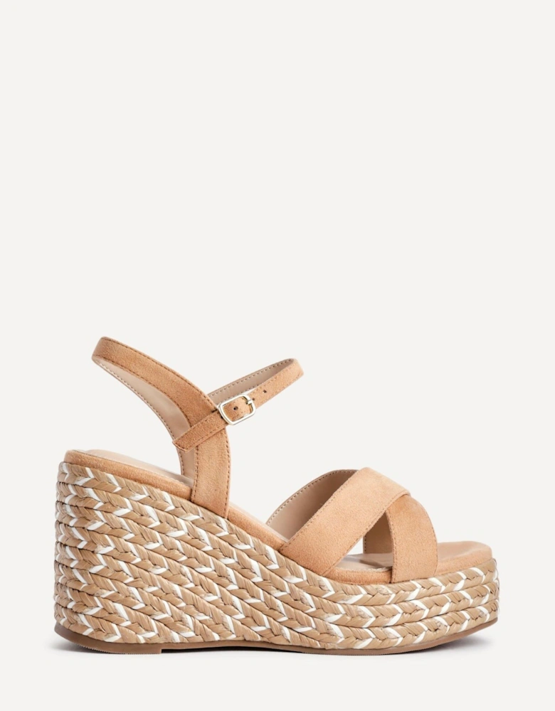Leonie Tan Faux Suede Braided Wedge