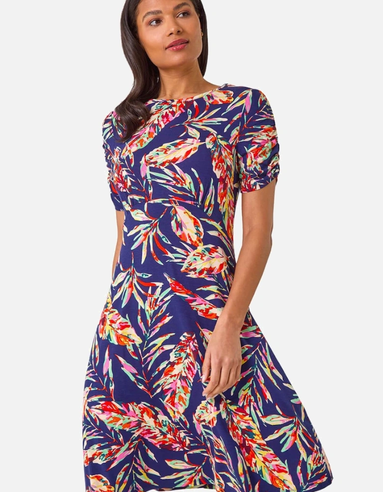 Leaf Print Short Dress