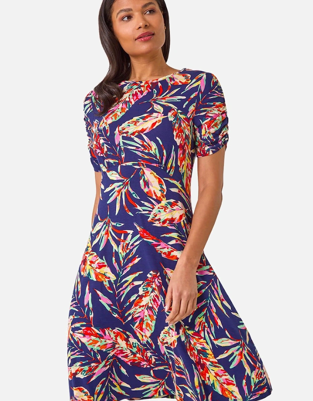 Leaf Print Short Dress, 2 of 1