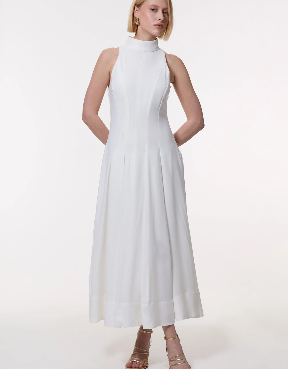Halter Neck Pleated Woven Maxi Dress, 2 of 1