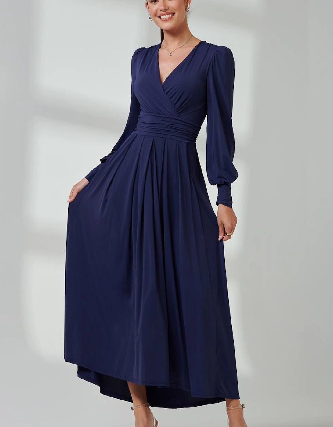 Long Sleeve Soft Silky Jersey Maxi Dress, 2 of 1