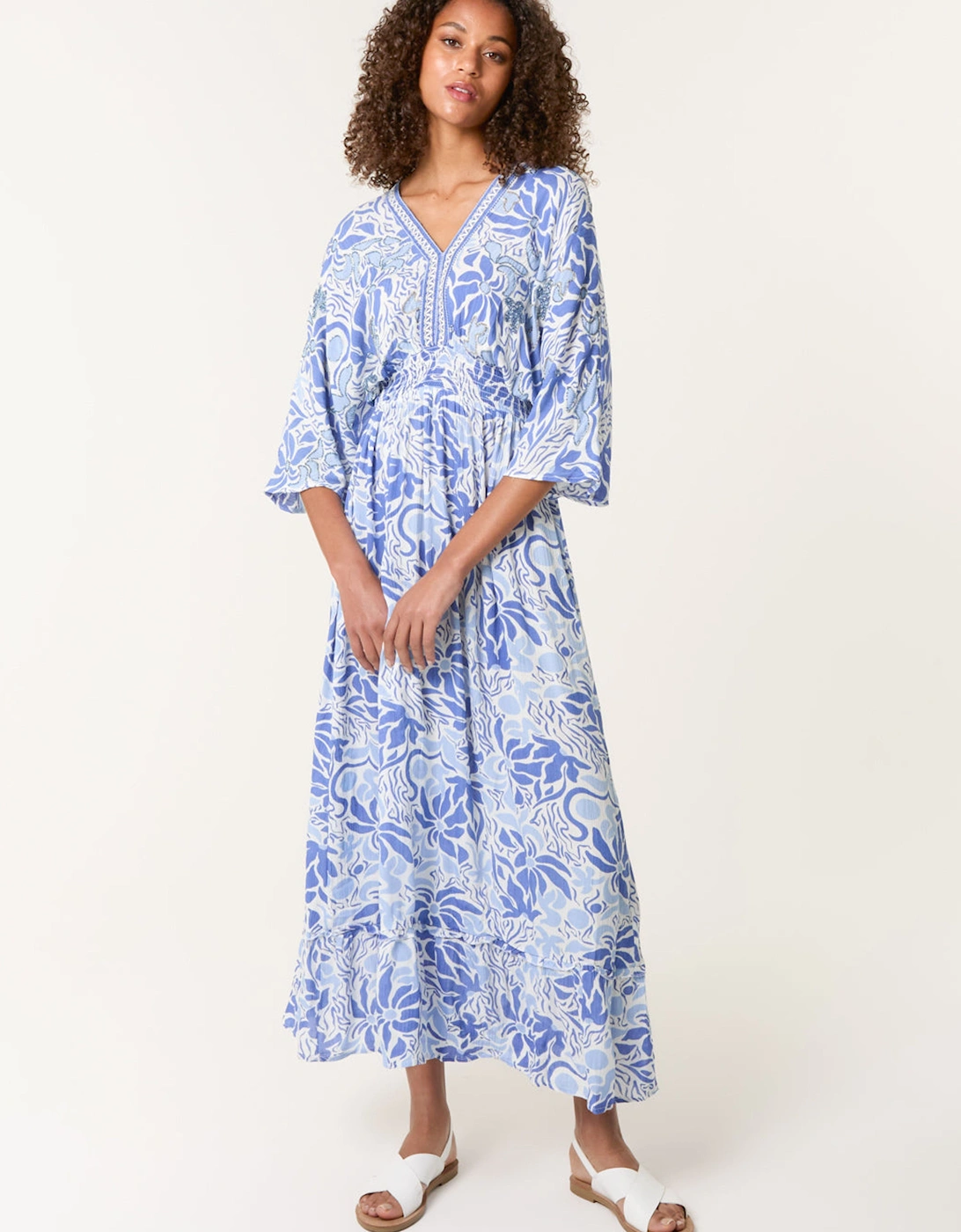 Blue Embellished V Front & Back Maxi Dress, 2 of 1