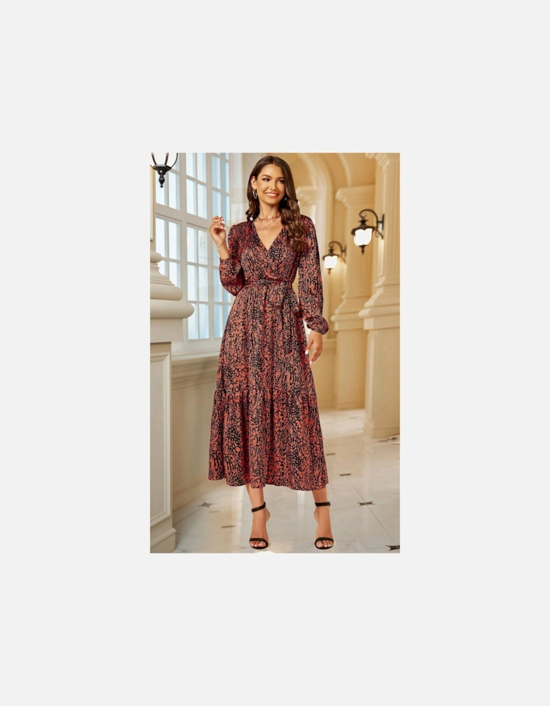 Long Sleeve Wrap Midi Dress