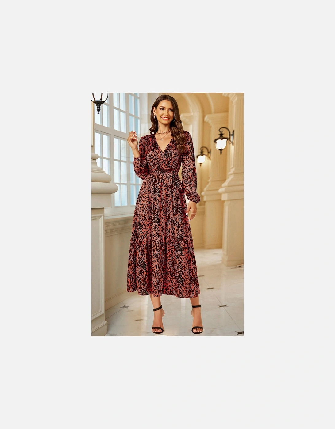 Long Sleeve Wrap Midi Dress, 2 of 1