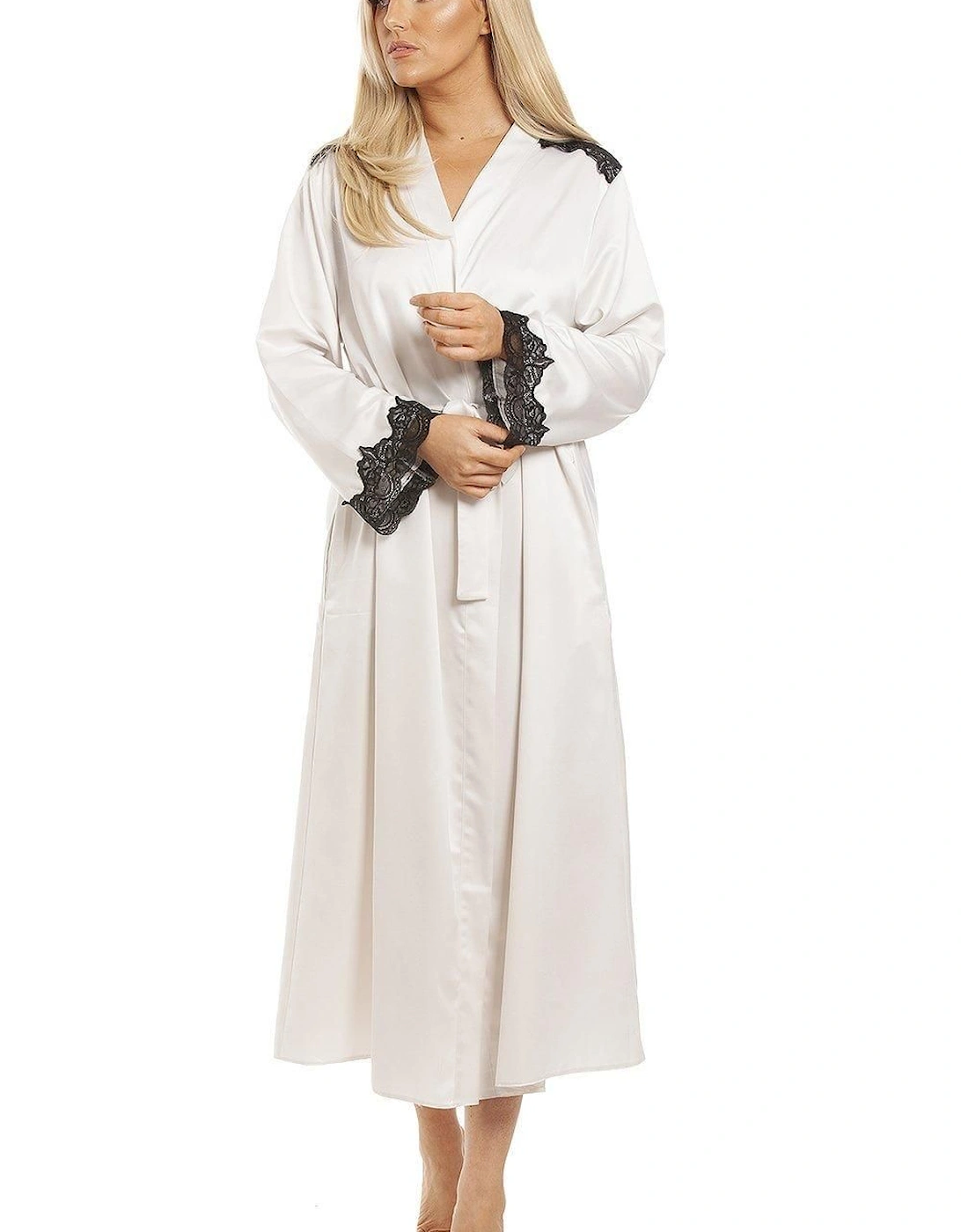 Luxury Antique Satin Long Wrap With Floral Lace Detailing, 2 of 1