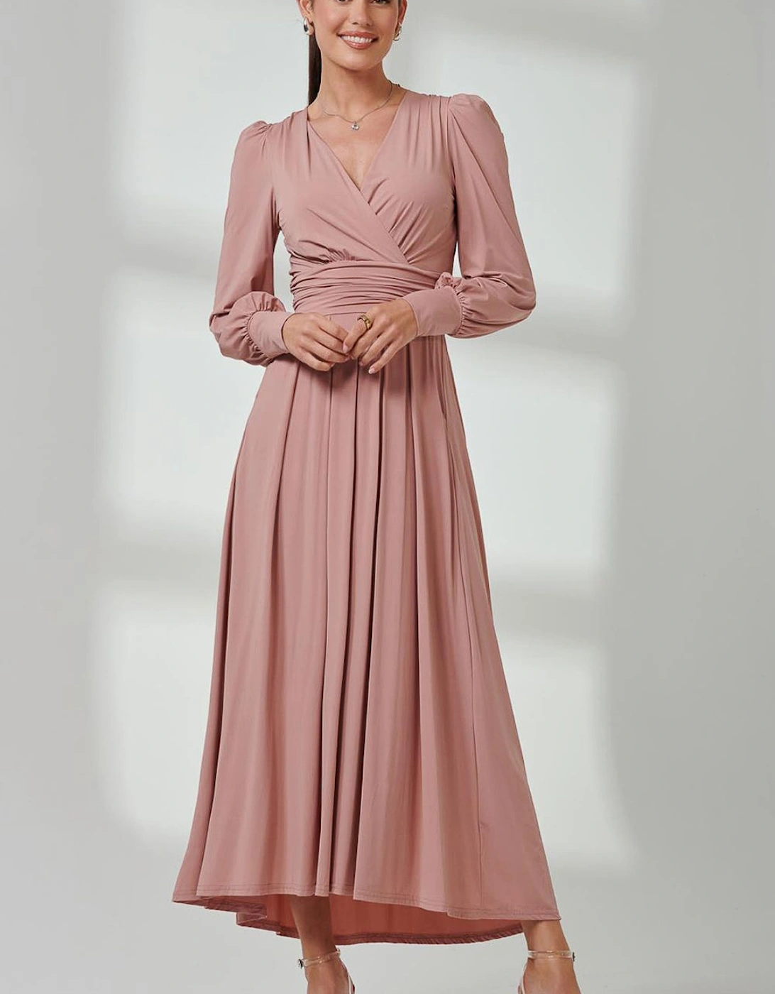 Long Sleeve Soft Silky Jersey Maxi Dress, 2 of 1